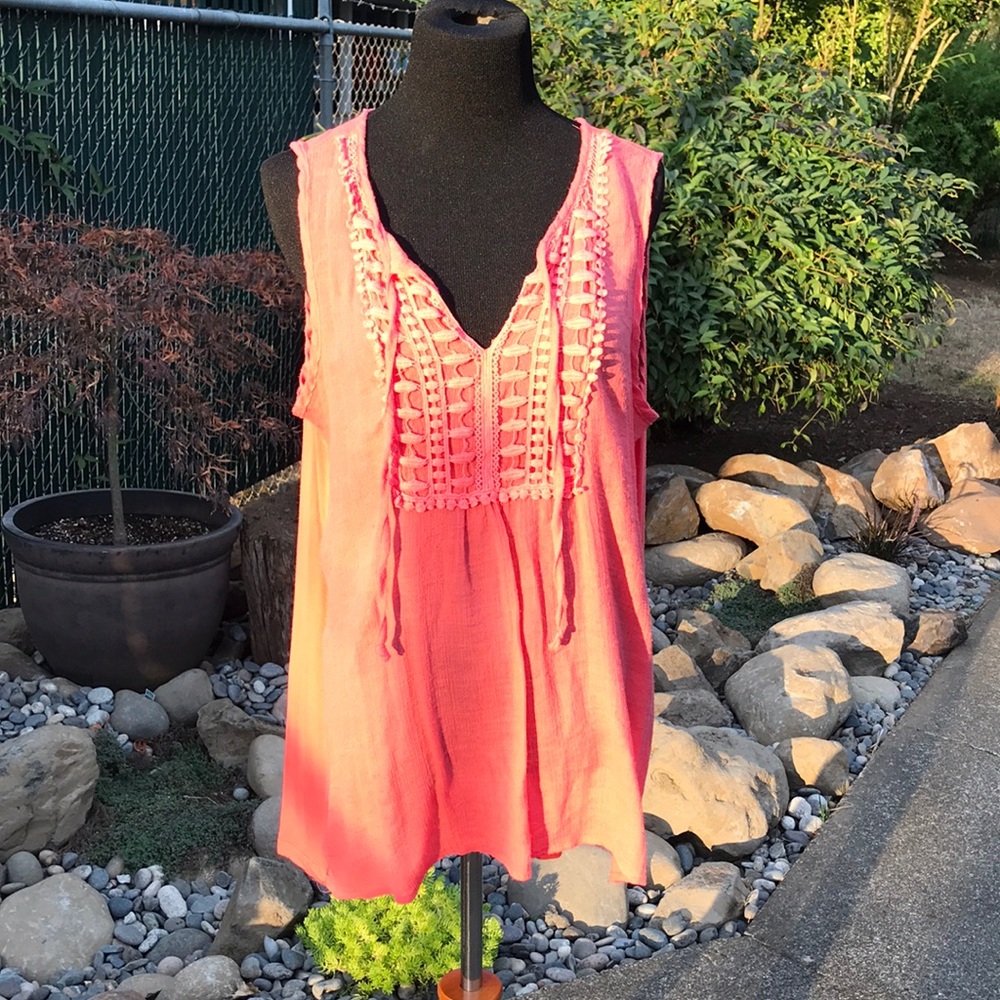 Coral Boho tank top
